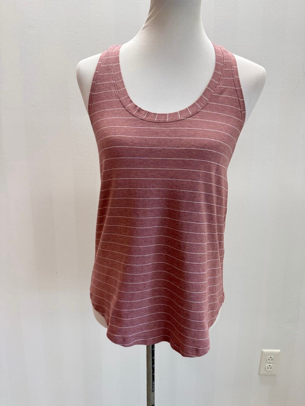 Lululemon Love Tank Top Heathered Mauve Pink White Stripe Racerback